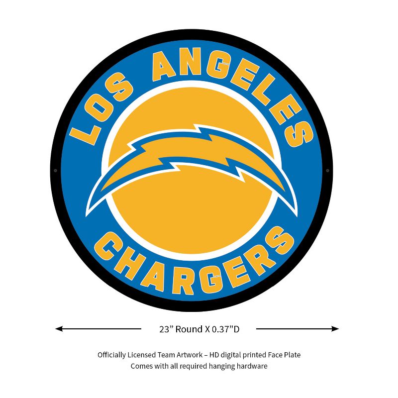 Evergreen Ultra-Thin Edgelight LED Wall Decor, Round, Los Angeles Chargers- 23 x 23 Inches Made In USA, 2 of 7