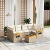 vidaXL 7 Piece Patio Sofa Set with Cushions Beige and Cream Poly Rattan - 2 of 4