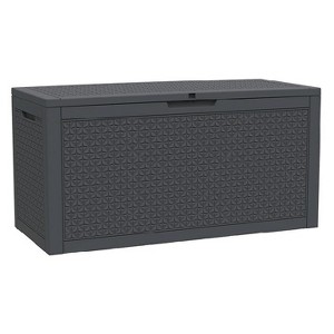 Dolonm 100 Gallon Deck Box, Outdoor Storage Box,Waterproof Resin Storage Bin with Lockable Lid,KD design,Easy to clean & assemble,Black - 1 of 4