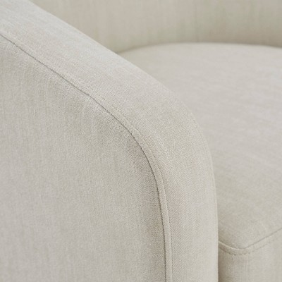 Ivory Velvet Barrel Swivel Chair with Metal Base