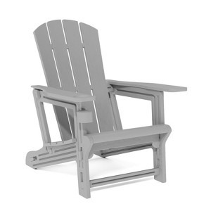 VisioGear Patio Adirondack Chair with Cup Holder, Outdoor Comfortable Set for Backyard, Gray, 31.4"*29.6"*36.4" - 1 of 4