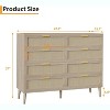 Coucheta Natural Rattan Dresser - Farmhouse Bedroom Chest with Gold Handles, Mid-Century Storage Drawer Organizer for Living Room & Entryway - 2 of 4