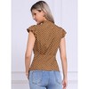 INSPIRE CHIC Women's Polka Dots Tie V Neck Flutter Cap Sleeve Blouse - 4 of 4