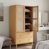 vidaXL SENJA Wardrobe Storage Cabinet Cupboard Rattan Look Solid Wood Pine - 3 of 4