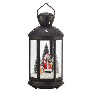Tabletop Christmas Holiday Winter Scene Falling Snow Musical Snow Globe Diorama Lit Lantern Decoration - 1 of 4