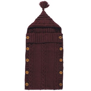 Hudson Baby Infant Girl Knitted Baby Lounge Stroller Wrap Sack, Burgundy, One Size - 1 of 3