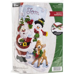Bucilla Felt Stocking Applique Kit 18" Long-Santa's Gathering - 1 of 3
