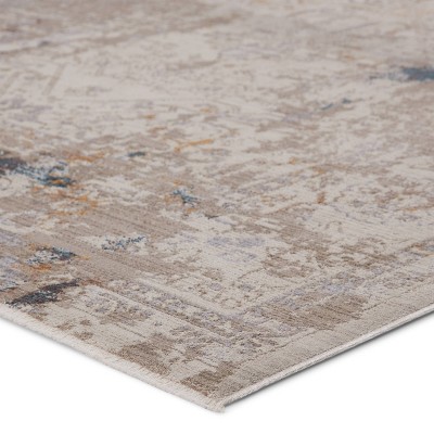 Gray and Gold Medallion Synthetic Rectangular Area Rug 8'10"x12'7"