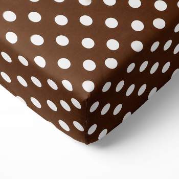 Bacati - Chocolate Medium Dots 100 percent Cotton Universal Baby US Standard Crib or Toddler Bed Fitted Sheet