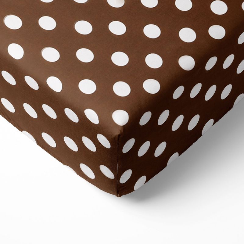 Bacati - Chocolate Medium Dots 100 percent Cotton Universal Baby US Standard Crib or Toddler Bed Fitted Sheet, 1 of 7