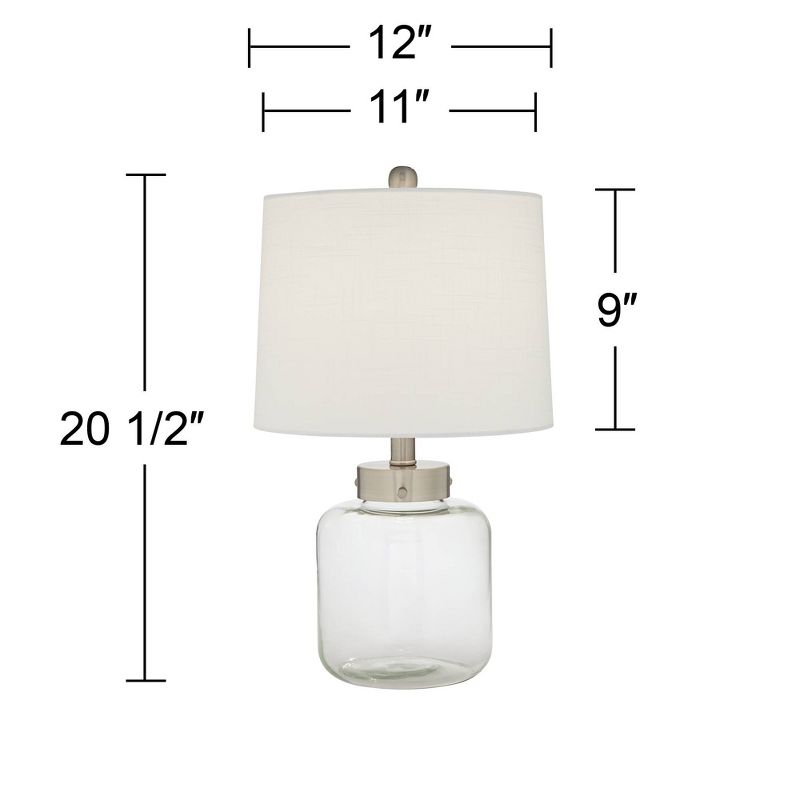 360 Lighting Canister Coastal Accent Table Lamp 20 1/2" High Clear Glass Fillable Sea Shells Off White Linen Drum Shade for Bedroom Living Room Kids, 4 of 12