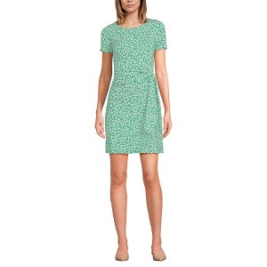Lands' End Women's Short Sleeve Cotton Modal Wrap Mini Dress - 1 of 3