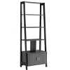 TOAOTBNBO Ladder Bookshelf with Two Doors, Display Bookcase with Metal Bar Handles, Home Office Open Book Shelves with 4 Shelves, Gray - 2 of 4