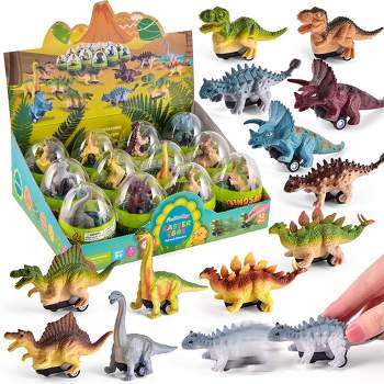 Fun Little Toys Easter Dinosaur Pull-Back Cars, 12 pcs