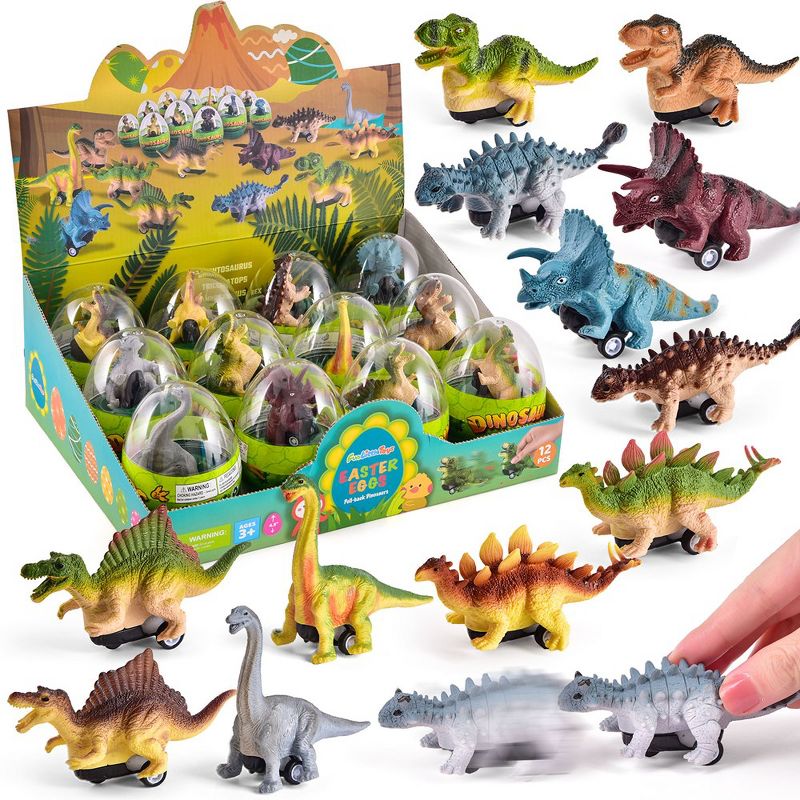 Fun Little Toys Easter Dinosaur Pull-Back Cars, 12 pcs, 1 of 8