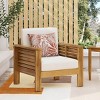 1 Piece Modern Outdoor Acacia Wood Patio Club Chair,Lounge Club Chair,Armrest Cushioned Patio Garden Deep Seating Club Chair-Coolbibila - 2 of 4