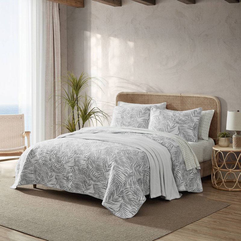 Tommy Bahama Palmday 100% Cotton Quilt Bedding Set Gray, 3 of 7