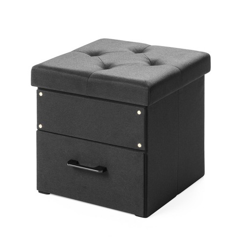 15 Cube Stockbox Collapsible Ottoman With Storage Drawer Black Mellow Upholstered Footrest Polyester Bench Target