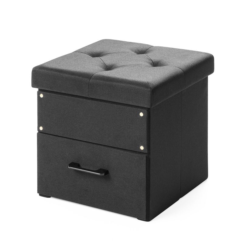 15" Cube Stockbox Collapsible Ottoman with Storage Drawer - Mellow, 1 of 8