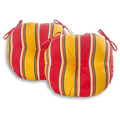 Set of Two 18" Carnival Stripe Outdoor Bistro Chair Cushions - Kensington Garden