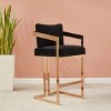 Taraji Velvet Barstool - KNT7027 - Giotto Black - Safavieh Couture - 2 of 4