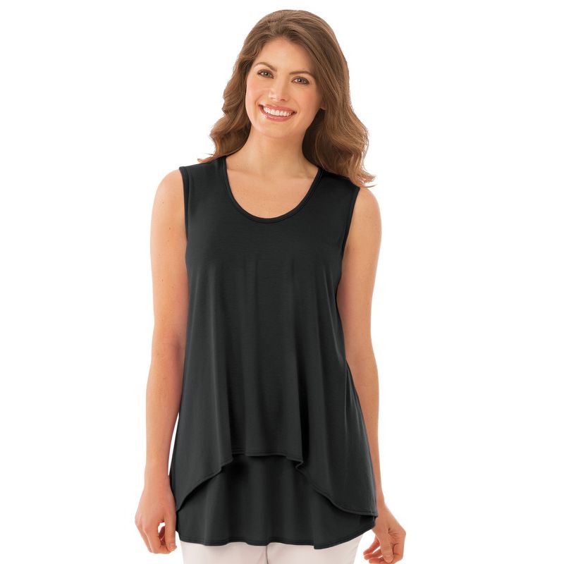 Collections Etc Double Tier Layered Sleeveless Tank Top, Figure Flattering and Loose Fit, 2 of 4