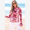 Amaryllis Women’s Floral Print Long Sleeve High Neck Fitted Mesh Top Ruffle Cuff Lightweight Layering Piece - 4 of 4
