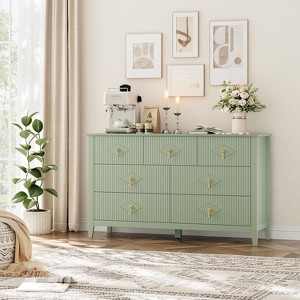 54" Fluted 7-Drawer Dresser - Modern Wood Storage Cabinet for Bedroom & Living Room - 1 of 4