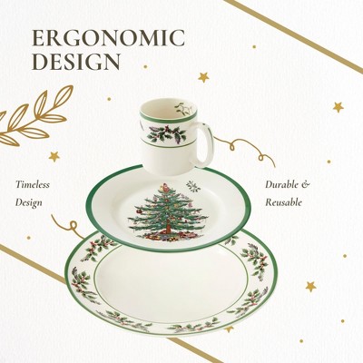 Spode Christmas Tree Holly 12-Piece Porcelain Dinnerware Set