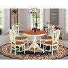 HomeStock 5-Piece Round Buttermilk and Cherry Finish Solid Wood Top Dining table with 4-Chairs - 2 of 4