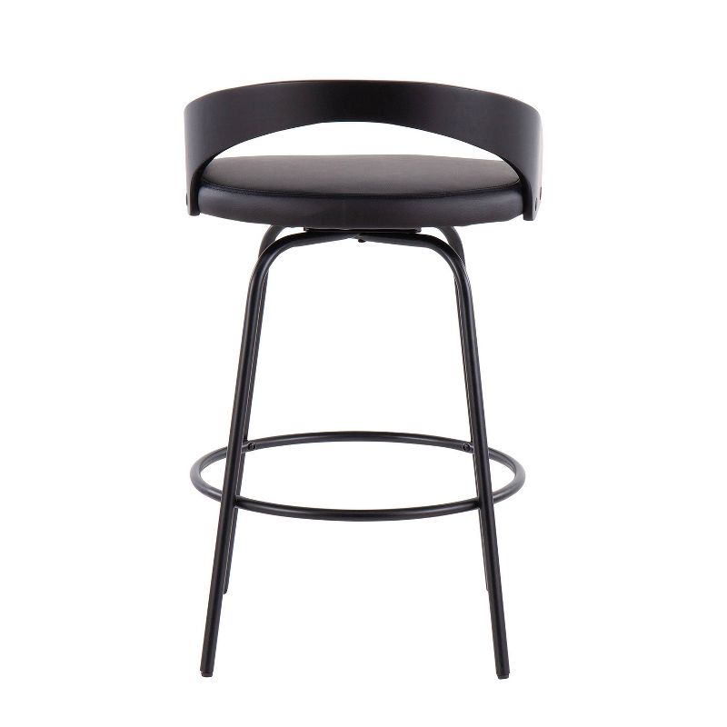 Set of 2 Grotto Claire Counter Height Barstools Leather/Steel/Wood Black - LumiSource, 6 of 10