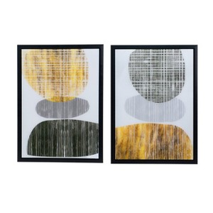 A&B Home 17.5"x24" Set of 2 Abstract Black Framed Printed Acrylic Wall Arts Gold/Gray : Modern Decor, Includes Mounting Hardware - 1 of 4