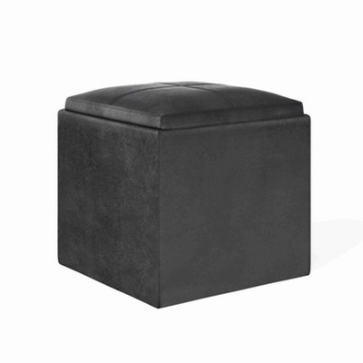 CAVINAS Linen Storage Ottoman Bench,Upholstered Ottoman with Flip Over Serving Tray for Living Room,Bedroom
