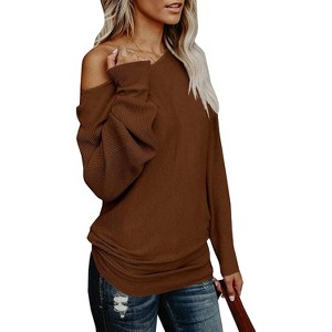 Imily Bela Off The Shoulder Sweater Oversized Knit Long Sleeve Tunic Top For Women - 1 of 3