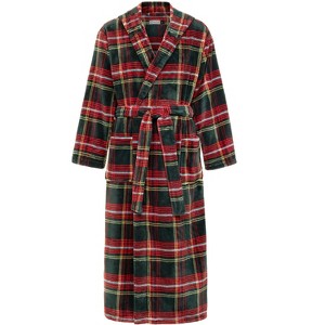 ADR Men's Robe, Plush Fleece Hooded Bathrobe Man, Long Warm Cozy Bath Robe Man - 1 of 4