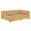 PAGED Full Size Linen Fabric Daybed Modern Wooden Bed Frame with 2 Drawers and Upholstered Backrest for Living Room - 3 of 4