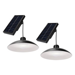 Techko Maid 2pk Outdoor Solar Hanging Metal Pendant Utility Light Black - 1 of 4