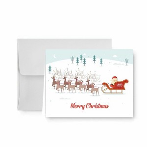 Paper Frenzy Santa and Sleigh Christmas Holiday Cards with White Envelopes - 25 pack - 1 of 2