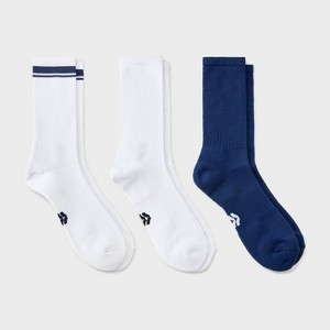 Men's Striped Tonal Varsity 3pk Crew Socks - All In Motion™ 6-12 - 1 of 3