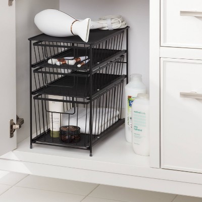 Matte Black 3-Tier Steel Drawer Organizer