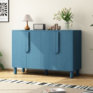 4-Door Buffet Cabinet with Storage, Wood Sideboard Cabinet with Handles and Adjustable Shelves - 1 of 4
