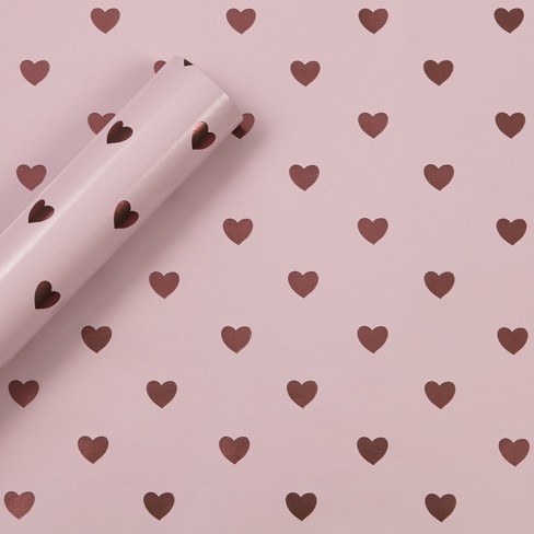 8x2.5' Foil Hearts Gift Wrapping Paper Pink - Spritz™ : Target