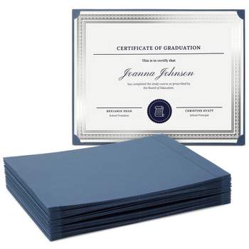 Sustainable Greetings 48-Pack Single Sided Award Certificate Holders for Diplomas, Awards, Certifications (fits 8.5x11, Navy Blue)