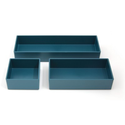 HITOUCH BUSINESS SERVICES 3 Piece Plastic Drawer Organizer Teal TR55299
