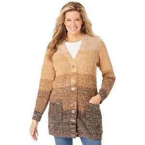Woman Within Plus Size Ombre Shaker Cardigan - 1 of 4
