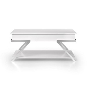VYNXARIA Console Tables - Contemporary White Coffee Table with Lift Top, 47in High Gloss Finish - 1 of 4