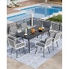 7-Piece Outdoor Dining Set for 6, 59" Tempered Glass Table with Metal Frame & 6 Rattan Chairs, Patio Set for Garden, Backyard, Poolside - 4 of 4