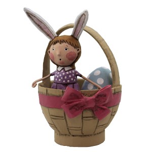 Lori Mitchell 6.5 Inch Easter Greetings Bunny Ears Basket Egg Figurines - 1 of 3