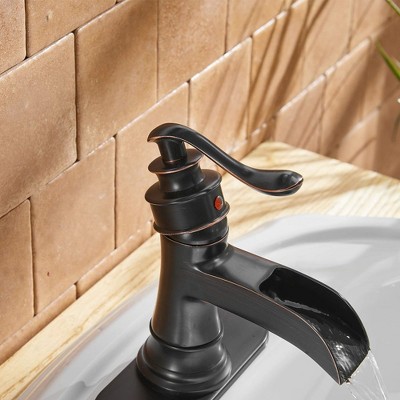 Oil Rubbed Bronze Single-Handle Waterfall Bathroom Faucet