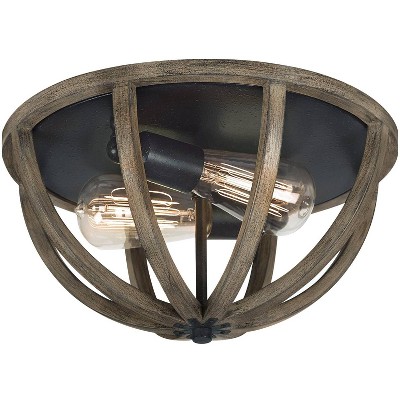 Generation Lighting Allier 13" Wide Weathered Oak Wood Ceiling Light